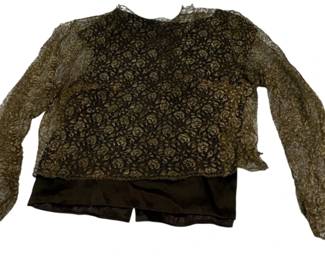 2266 - Brown Handmade Blouse with Lace Dicky (Description): Appears to be Small