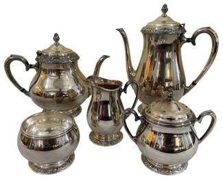233 - 5pc Oneida Tea Set "Henley" (Description): 10" coffee pot