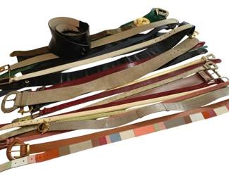 2059 - Lot of Assorted Signed Designer Belts - Size M (Description): Liz Claiborne, Anne Klein, Snake Skins,  Tanner, Judith Leiber. Tim Rogers, Ralph  Lauren