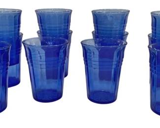 943 - 12 Hazel Atlas Blue Moderntone 4" Tumblers