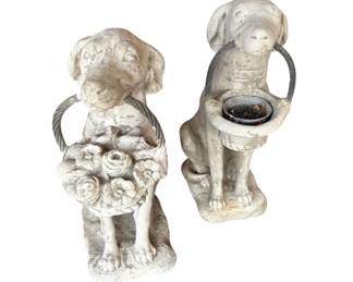 6001 - 2 Concrete Dog Statues - 24 x 20