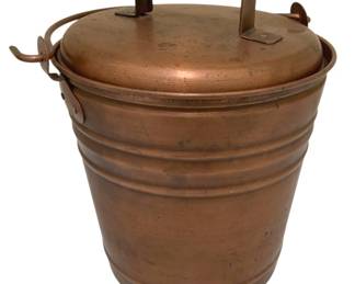 1024 - Copper Bucket w/ Lid - 10 x 8.5