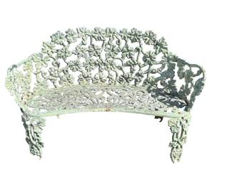 6007 - Victorian Cast Iron Garden Bench - 38 x 15 x 27 (Description): back leg needs reinforced/reattached