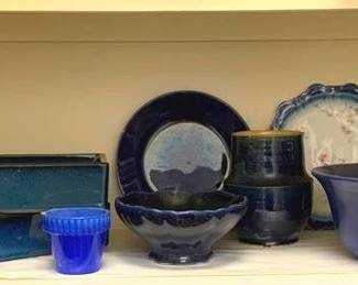 1075 - Lot of Blue Pottery or Stoneware