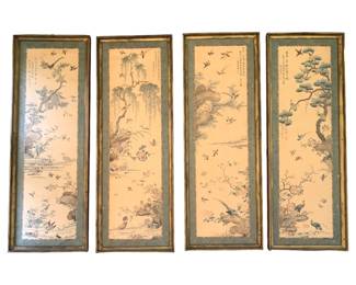5003 - 4 pc Oriental Framed Art - 38 x 14