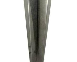 709 - Silver Plate Vase 14" (Description): Silver plate vase featuring a classic trumpet  form with a flared, pierced rim and a round  pedestal base. Measures 14 inches in height.