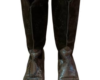 2192 - Suede & Snakeskin Women's Cowboy Boots (Description): Made in Italy, size 8.5 medium