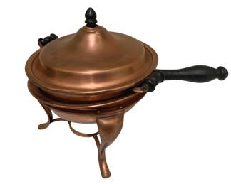 1040 - Copper Chaffing Dish on Stand (Description): 12 x 16 x 10