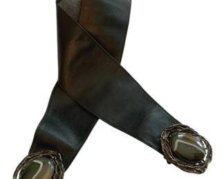 2072 - St. Johns Leather Belt w/ Gemstone Belt Buckle (Description): 30" Long