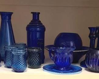 1066 - Group Lot of Assorted Cobalt Glass