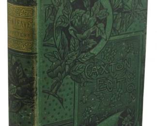 2511 - 1884 Fern Leaves From Fanny's Port-Folio (Description): 1884 edition of Fern Leaves From Fanny's  Port-Folio. This Caxton Edition features a  decorative green cloth binding with ornate  botanical and geometric designs stamped in  black on the cover and spine.