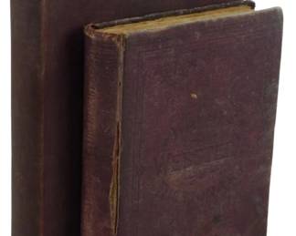 2525 - 2 Vtg Webster School Dictionaries (Description): Two vintage Webster school dictionaries.  These antique reference books feature  traditional hardcover bindings and were  designed for educational use.