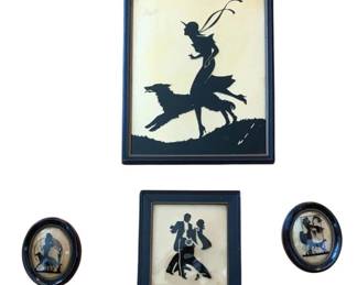 1597 - 4 Framed Silhouettes - 11 x 9