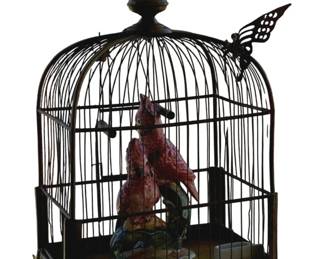 5020 - Hanging Bird Cage w/ Items - 18 x 11 x 8