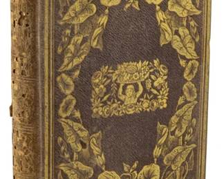 826 - 1853 Edition Lectures to Young Men (Description): An 1853 edition of Lectures to Young Men. The  volume features decorative gilt tooling on  the cover with floral motifs surrounding a  central vignette.