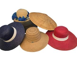 2210 - Lot of Assorted Straw Hats & a Conical Hat