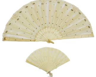 61 - 2 Vintage Oriental Fans 16x8 (Largest)