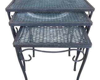 5054 - Wrought Iron Mesh Nesting End Tables (Description): 16 x 20 x 20