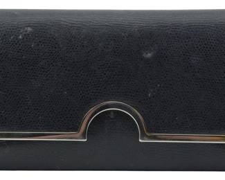 1853 - Vtg Versace Wallet (Description): Vintage Versace wallet in worn condition. The  wallet is missing its clip. Measures 4  inches by 7 inches by 1 inch.