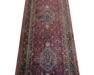 1196 - Persian Bidjar Runner 12.3" x 2.8" (Description): Features traditional styling with fringe  details at the ends.