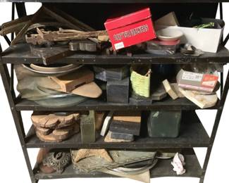 3172 - 4 Lower Shelf Lots of Assorted Items (Description): Shelf not included