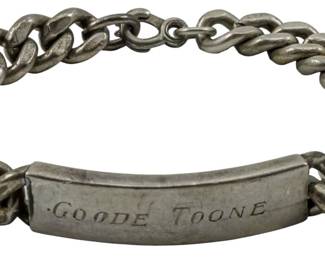 126 - Sterling Engraved Bracelet 1.95oz (Description): Sterling Bracelet, Marked "Goode Toone".  Measurements: 1.95oz".