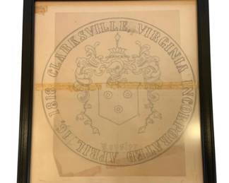 1177 - Clarksville, VA Framed Town Seal 13 x 15.5