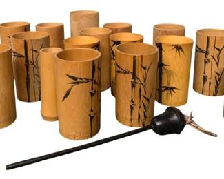 3143 - Lot of Oriental Bamboo Cups - 5" Tall