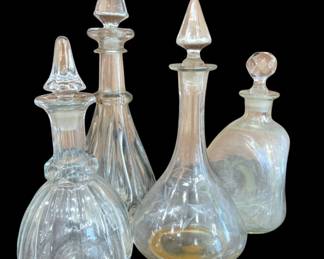983 - 4 Vintage Glass Decanters, Tallest 14.5"