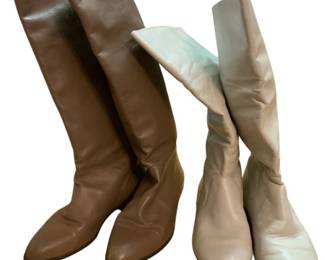 2196 - 2 Pairs of Leather Boots by Sudini (Description): size 8.5 - winter white & camel color