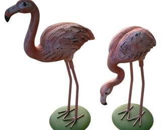 5009 - 2 Flamingo Statues - 7", 9" Tall