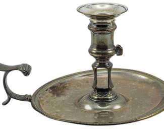 56 - Unidentified London Sterling Silver Candlestand (Description): 4.5", 10.81oz total weight