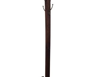 1274 - Vintage Dark Wood Coat Rack Stand 71" Tall