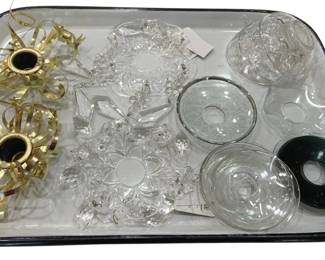 1214 - Enamel Tray w/ Bobeches, Wax Rings & Etc