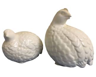 1538 - 2 Vintage Porcelain Quail Figurines - 6" Tall