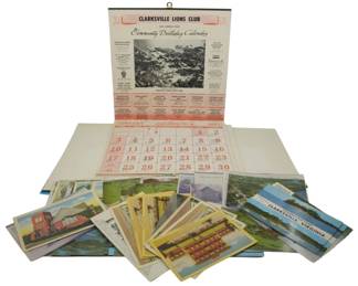 856 - Lot Clarksville Postcards & Calendars (Description): A large lot of assorted Clarksville postcards  and calendars. The collection includes  various postcards featuring local scenes and  landmarks, along with community calendars  from the Clarksville Lions Club.