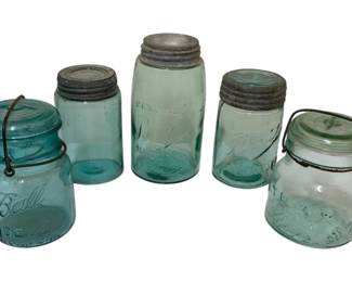 1629 - 5 Small Mason Jars - 6" Tall