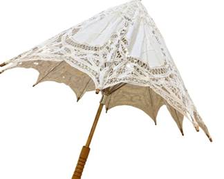2143 - Vintage Lace Parasol (white) - 25"