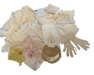 2112 - Lot of Assorted Linens, Lace Gloves & More