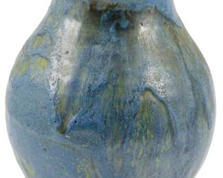 171 - Vintage Green & Blue Studio Pottery Vase 7" (Description): Vintage pottery vase featuring green and blue  glazed finish. Measures 7 inches in height.