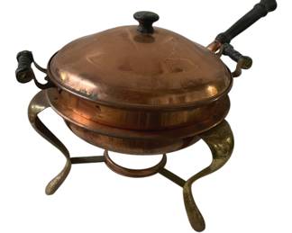 3098 - Copper Chaffing Dish on Stand - 11 x 12