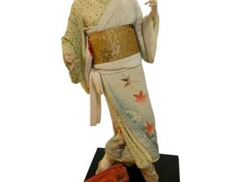 210 - Vintage Japanese Geisha Doll w/ Parasol (Description): 17 x 5