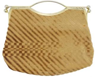 1805 - Craig Scot Geometric Fabric Frame Clutch (Description): Craig Scot geometric fabric frame clutch  featuring a patterned textile body with a  gold-tone metal frame and handle. Measures  10" x 12".