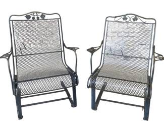 5518 - 2 Metal Patio Spring Rocker Chairs - 35 x 27