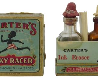 899 - Vintage Carter's "Inky Racer" Set in Box (Description): Vintage Carter's "Inky Racer" set in original  box. This ink eraser set was manufactured by  The Carter's Ink Co. and was designed for  removing ink spots from various surfaces.