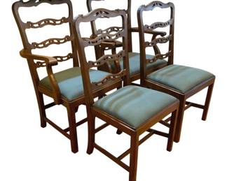 1087 - Set of 4 Mahogany Carved Dining Chairs (Description): 41 x 26 x 20