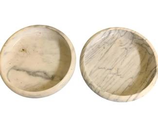 1574 - 2 Alabaster Planter Bases - 1 has a Chip - 12 x 2