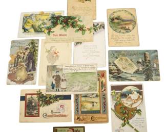841 - Vintage Christmas Postcards (Description): Assorted vintage Christmas postcards  featuring various holiday themes and designs.