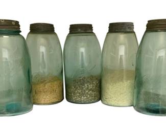 1069 - 5 Blue Ball Mason Jars - 9" Tall
