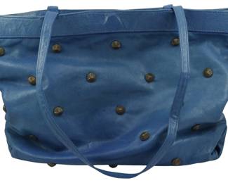 1818 - Vtg Shirl Miller Studded Leather Tote (Description): Vintage Shirl Miller studded leather tote  bag. Measures 12 inches by 18 inches by 4  inches.